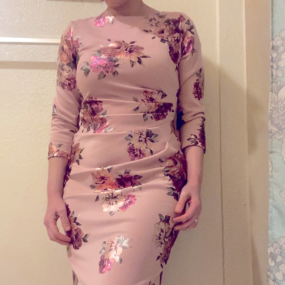 Dusty rose knee high floral dress